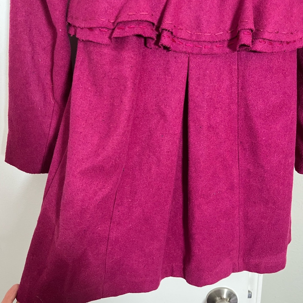 Lulumari Fuchsia Ruffled Trench Coat - Picture 8 of 9